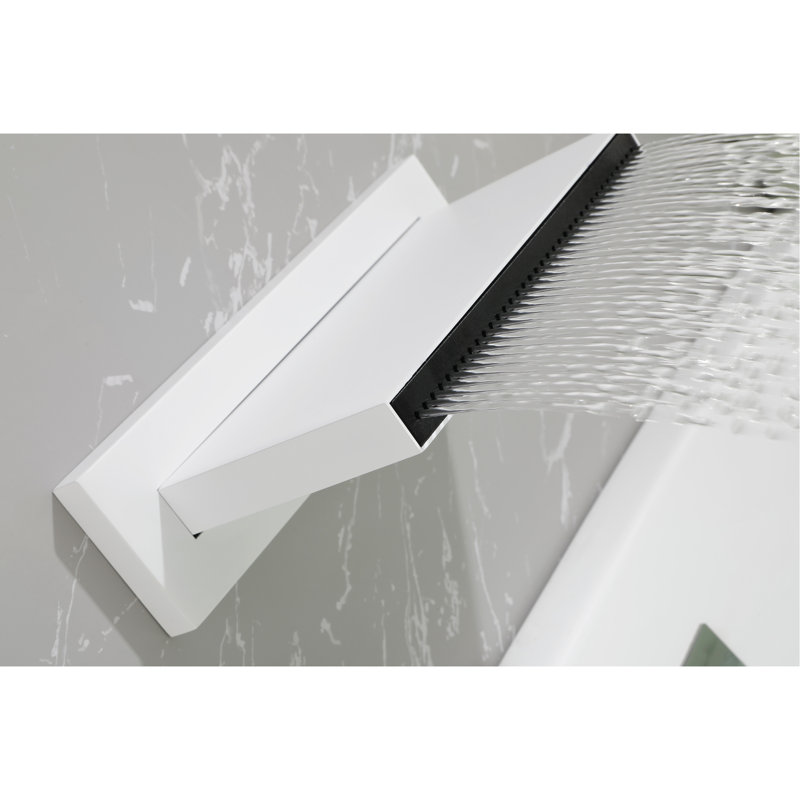 Robinet cascade en acier inoxydable, Robinet de baignoire mural pour salle de bain, Haut débit, Blanc, Douche séduisante ornement de salle de bain, Acier, Caractéristique
