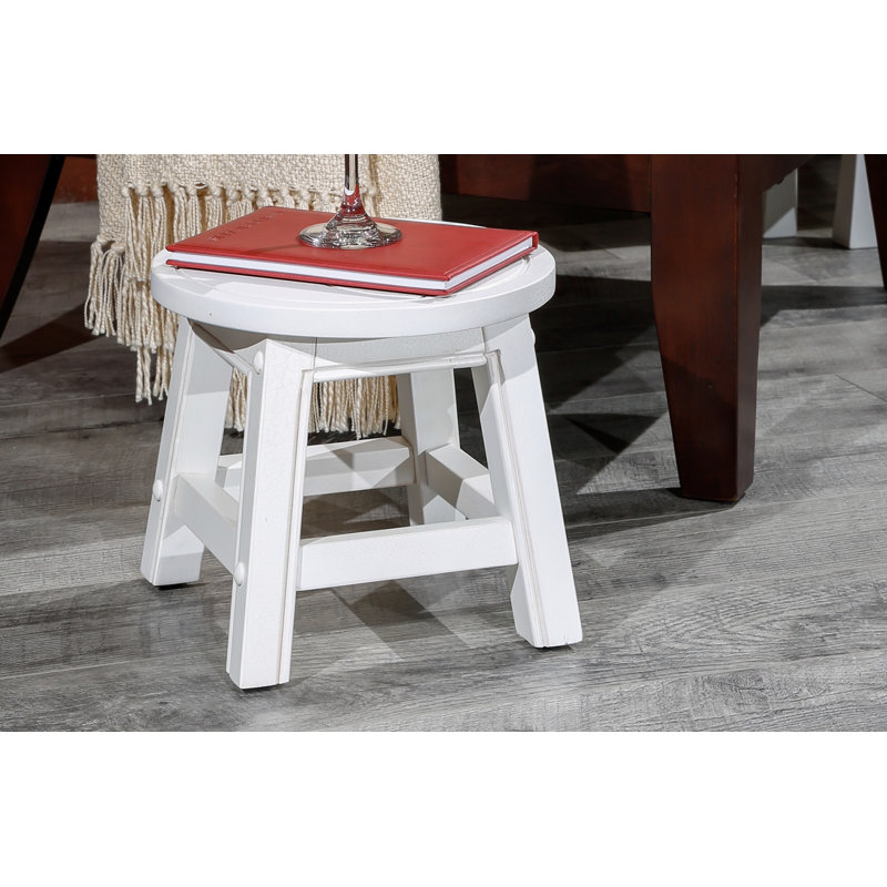 Repose-pieds Shyloh, tabouret en bois, Blanc
