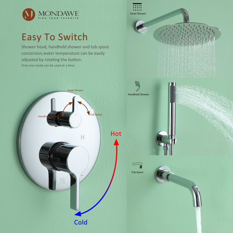 Calder Complete Shower System with Rough in-Valve, Chrome