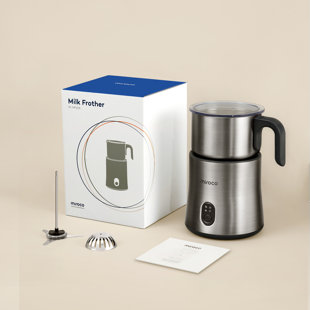 Milk Frother, Paris Rhône Milk Frother With Stand, 4-In-1 Electric Milk Frother And Steamer Hot& Cold Foam Temperature Control, Auto Shut-Off Frother For Coffee Latte,Cappuccino