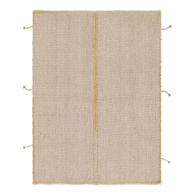 Rug & Kilim’S Accent Kilim, Square Rug With Textural Cream And Yellow Stripes