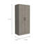 Armoire, armoires à deux portes, tringle en métal, poignée en métal, deux tablettes, un tiroir, gris clair