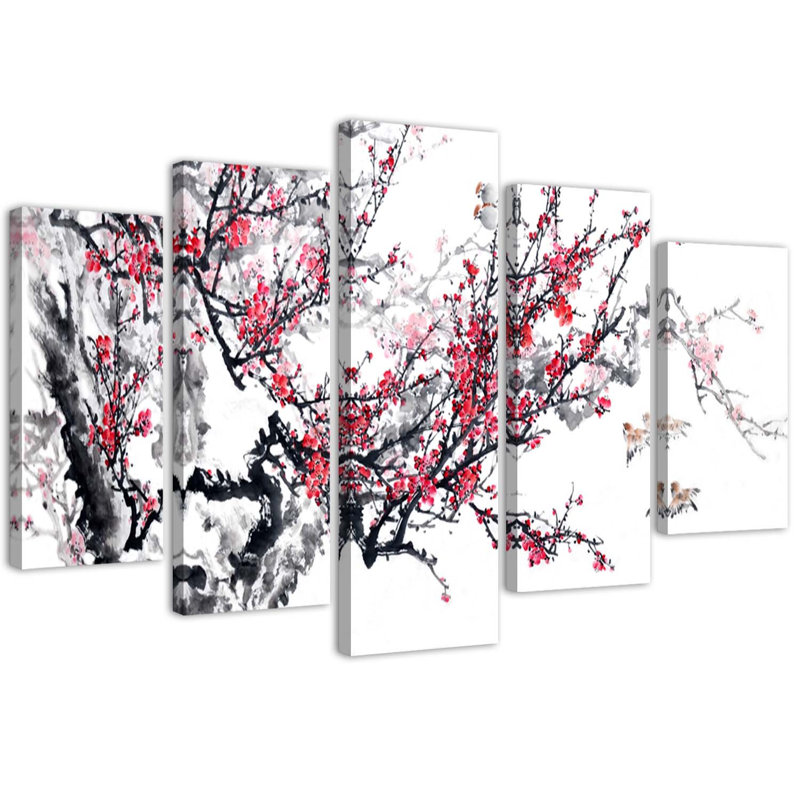 Japanese Cherry Blossom - No Frame Print on Canvas, 100cm H x 200cm W