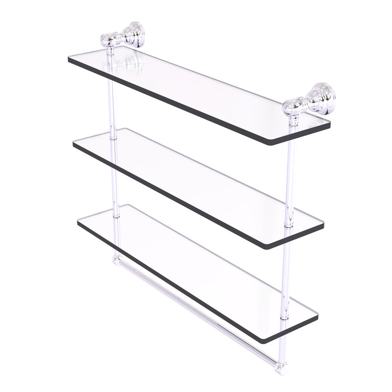 Étagère murale triple en verre Freyja, H 19,7 po x l 22 po x P 5,54 po, Chrome poli
