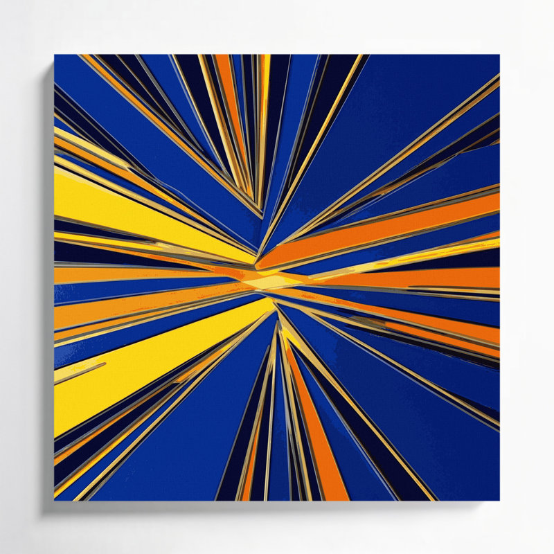 Hard Edge 3 Blue Canvas Wall Art, 16" H x 16" W