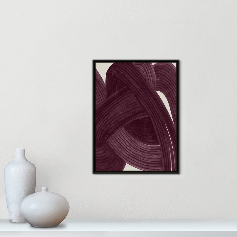 «Tangle in Aubergine Print» par Casa Fine Arts, Toile avec cadre, L 19,5 po x H 25,5 po, Flottant espresso