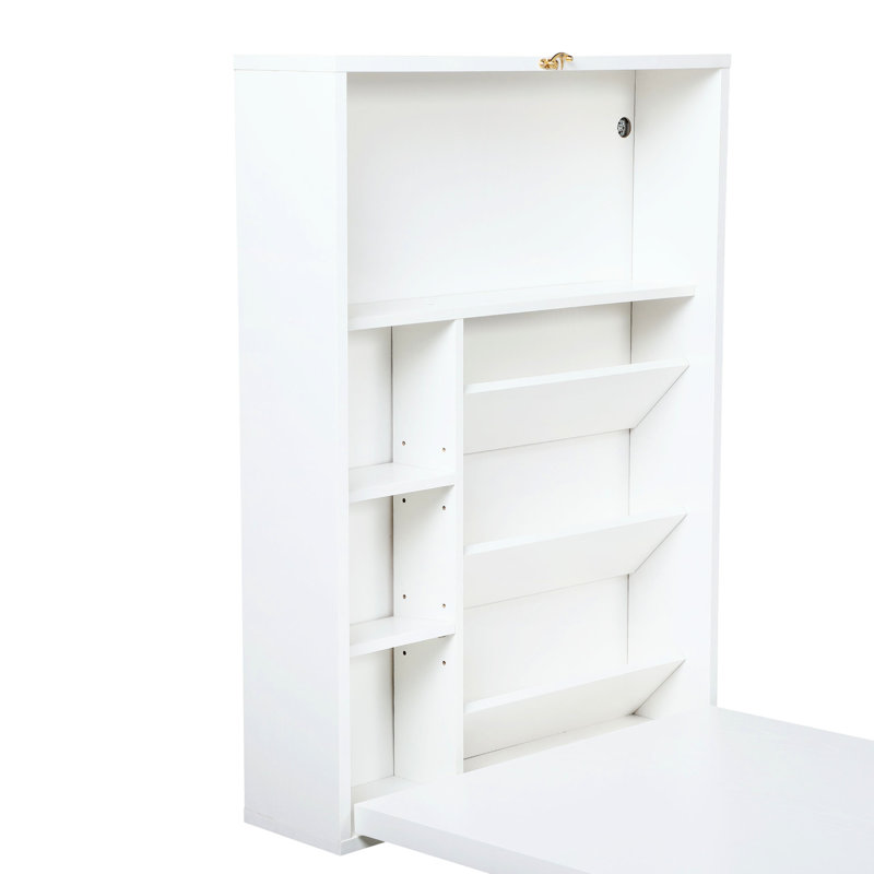 Bureau pliant blanc avec construction stable pour le travail à domicile Tablettes réglables Espace de travail efficace