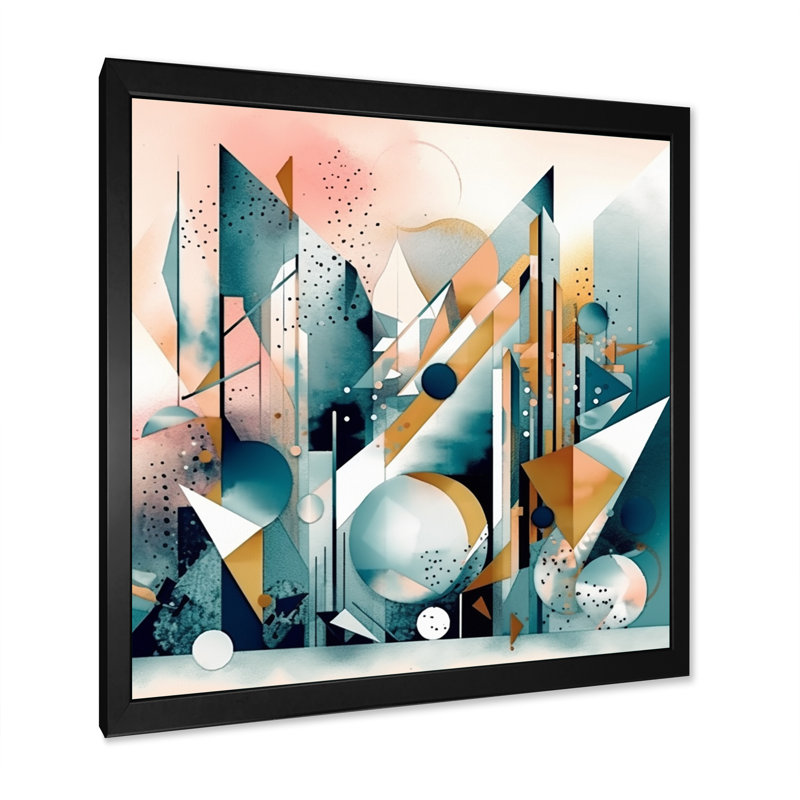 «Blue and Pink Embracing Cubism II - Minimalisme», impressions d'art mural, H 24 po x l 24 po x P 1 po