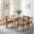 5-Piece Mid-Century Modern Rubber Wood Dining Table Set With Upholstered Chairs
