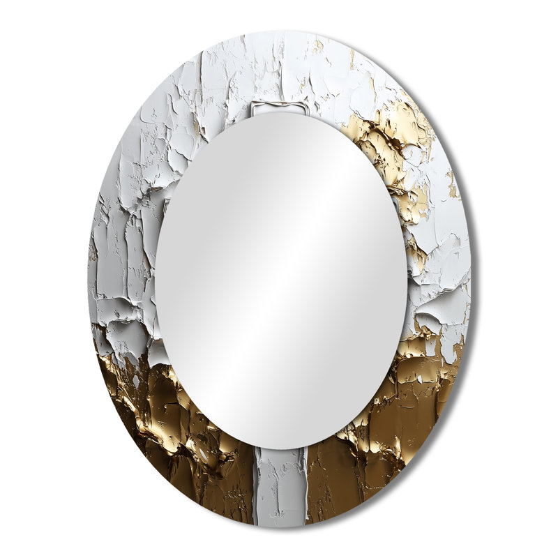Miroir mural blanc en forme de croix chrétienne blanche et or II, 43 po x 33 po