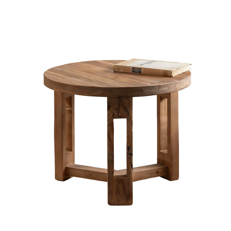Retro Walnut Solid Wood Round Coffee Table