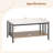 2-Tier Rectangular Coffee Table with Rock Slab Tabletop Open Shelf for Living Room