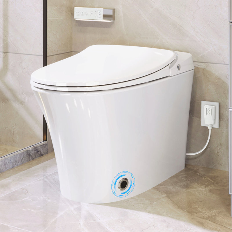 Creationstry Elongated Comfort Height Chair Height Floor Mounted Bidet Toilet with Seat Included