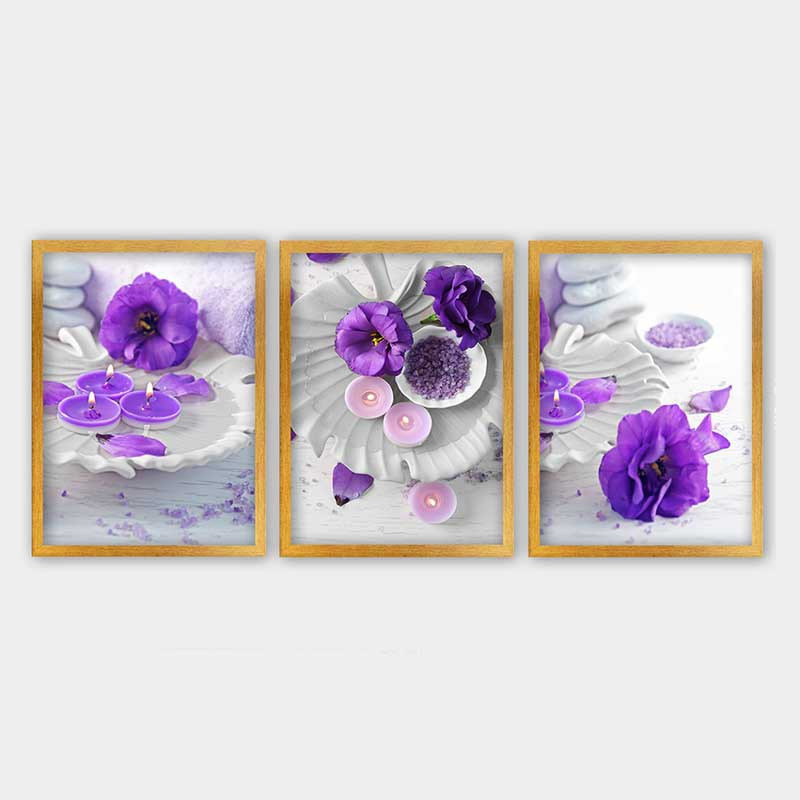 Superbe ensemble de peintures décoratives encadrées (3 pièces) de 21,7 po x 29,5 po chacune | Cadre 100% bois avec polystyrène de 0,8 pouce | Impression numérique UV | Parfait pour la décoration murale de salon, de bureau et de galerie