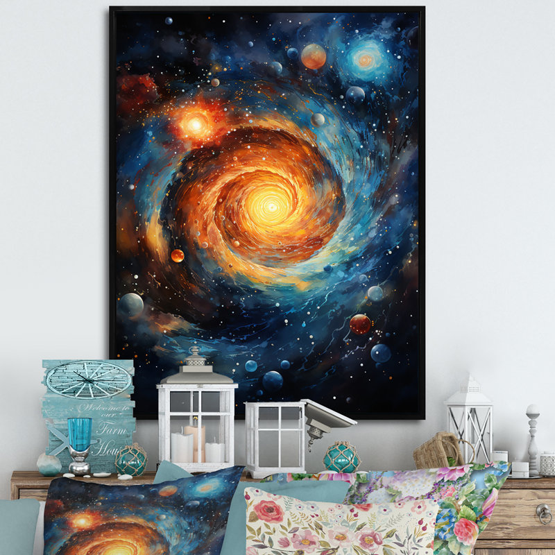Galaxy Interstellar Eye I - reproduction sur toile, H 44 po x l 34 po x P 1,5 po, Cadre flottant noir