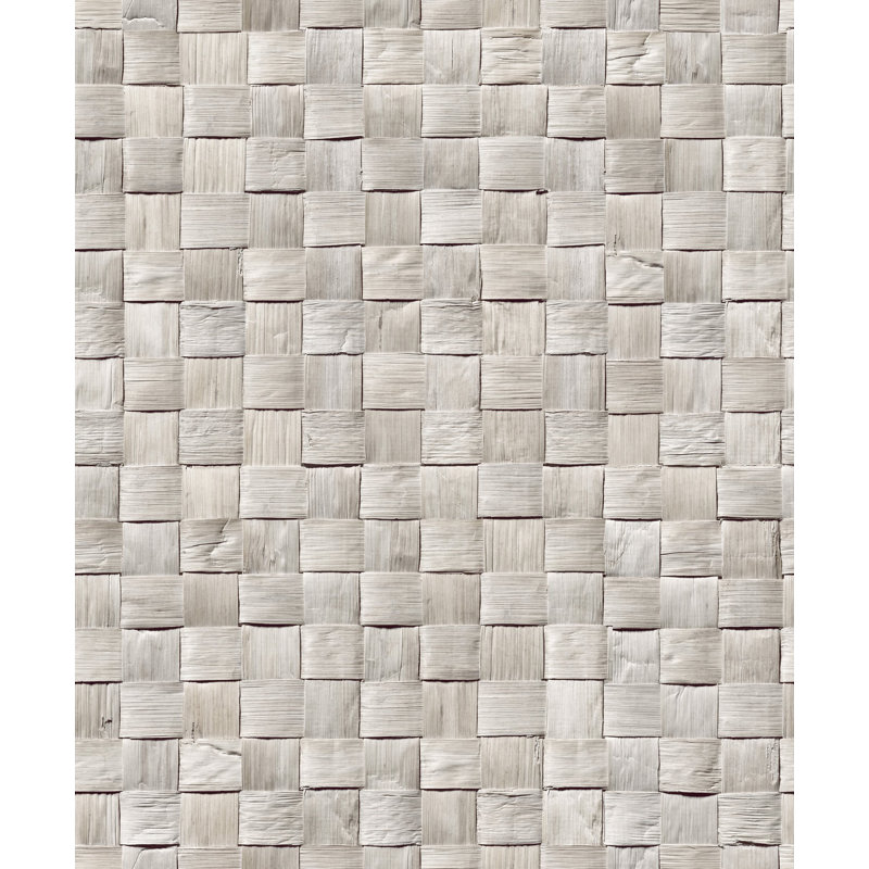 Woods and Wicker Collection 3D Rattan Weave Optics Wallpaper Roll, Gray