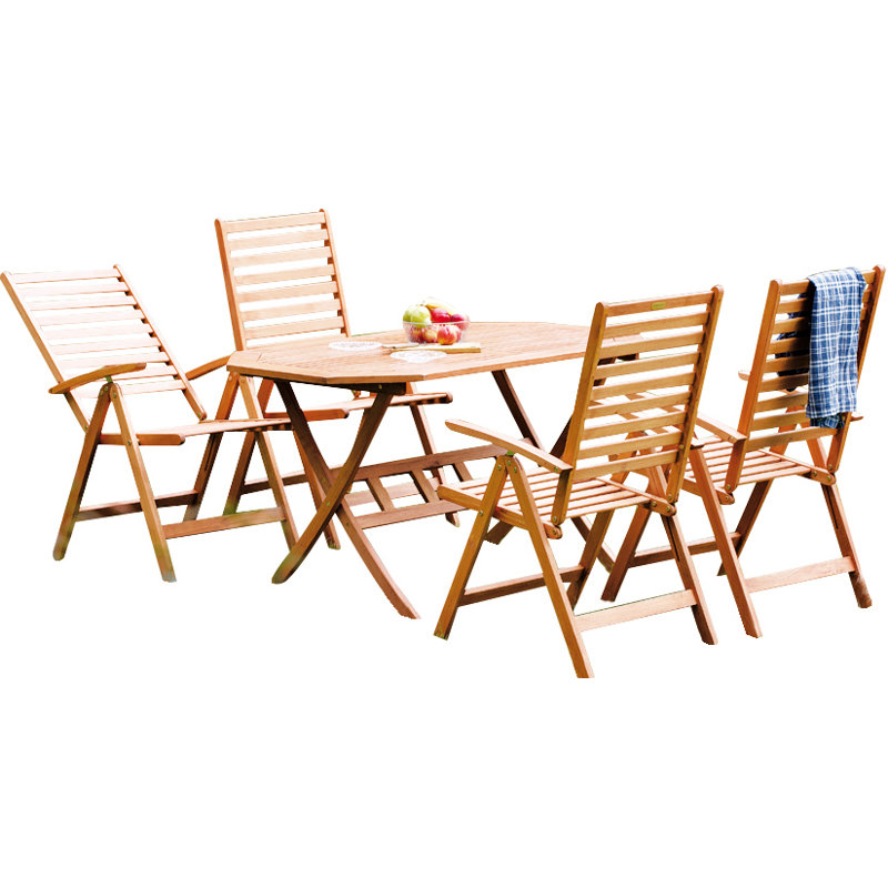 Stayner 4 - Person Wood Patio Dining Set with Oval Table