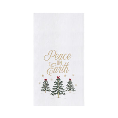 Torchon 100% coton "Peace on Earth" Woodland Forest Christmas