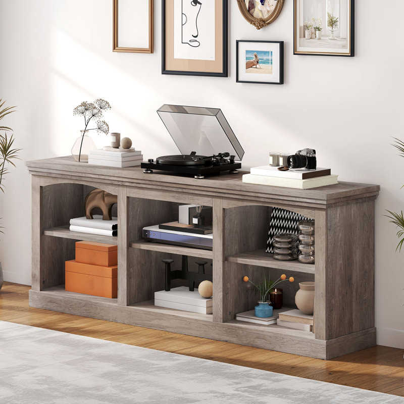 70"W Sideboard With Adjustable Shelf, Large Tabletop For Living Room, Gray, 26.7" H x 70" W x 15.7" D