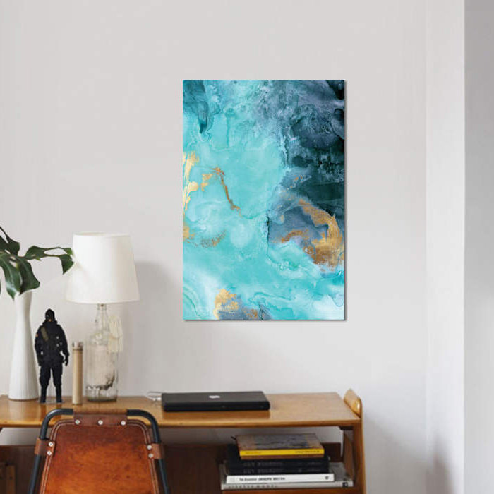 «Gold Under The Sea II» par Eva Watts - impression sur toile tendue, H 40 po x l 26 po x P 1,5 po, Toile tendue, Pas de tapis
