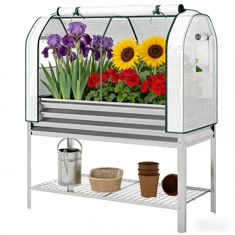 Spacious Raised Garden Bed,Flower Boxs,Plant Boxs,for Outdoor, Silver