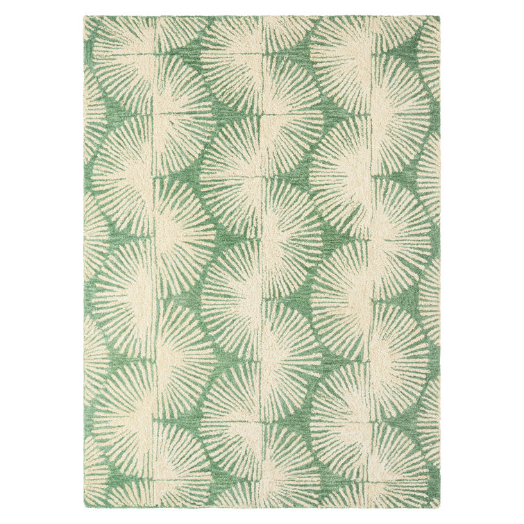NICOLE MILLER NEW YORK Kendall Fluted Geo Handcrafted Wool Area Rug Green