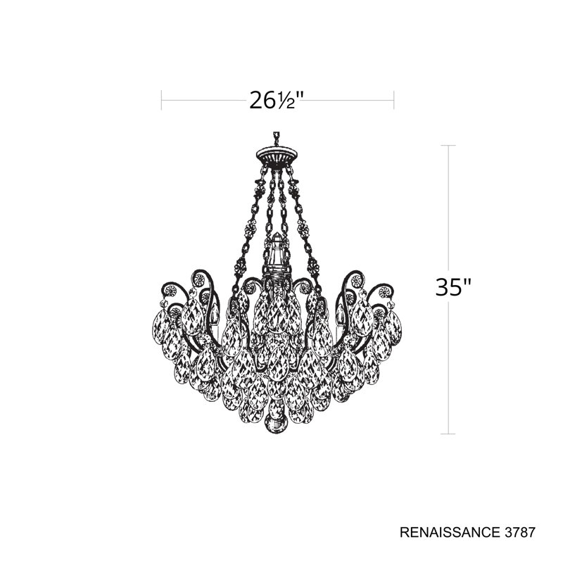 Renaissance 8 - Light Chandelier, Heirloom Bronze, Handcut Clear, Swarovski Strass