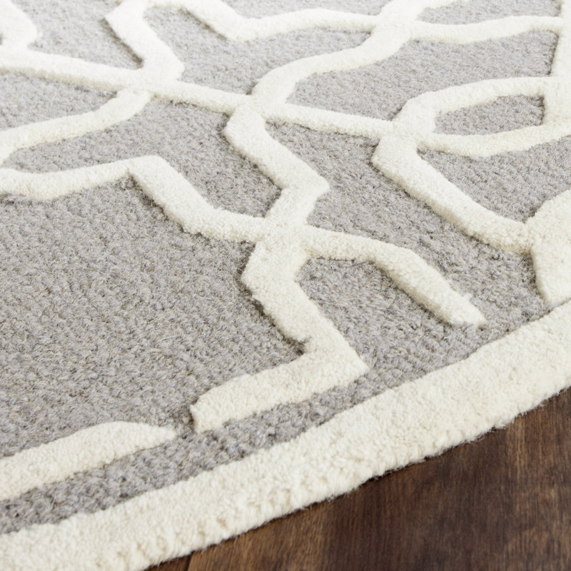 Cannen Hand Tufted Wool Geometric Rug, Round 6'