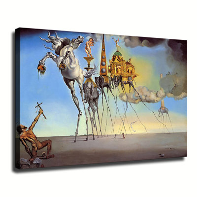 Salvador Dali The Temptation of St. Anthony Canvas Wall Art Framed Ready to Hang Living Room Bedroom Home Decor