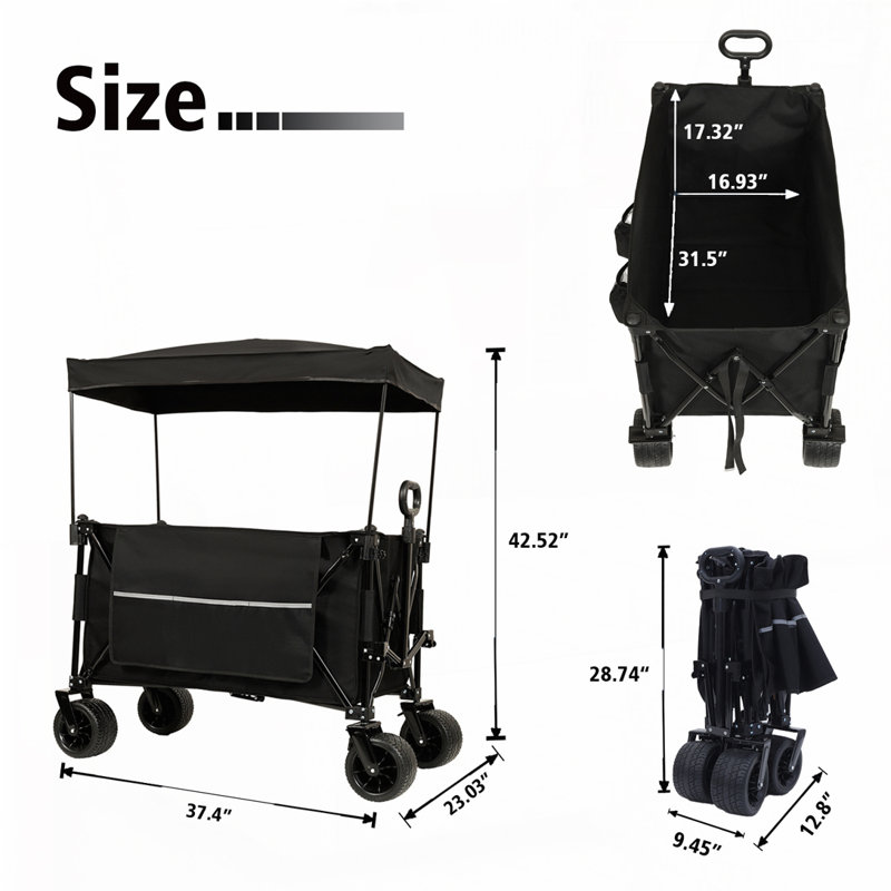 Wagon pliable pliable avec auvent