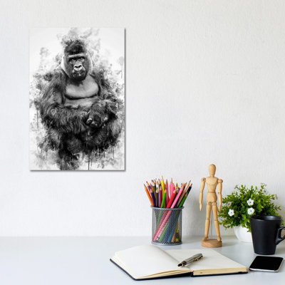 Gorilla In Black And White by Cornel Vlad - Wrapped Canvas Gallery-Wrapped Canvas Giclée