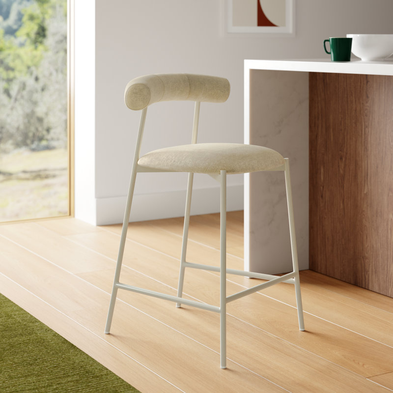 Geraldina Velvet Bar & Counter Stool, Taupe, Counter Stool (25.4” Seat Height)