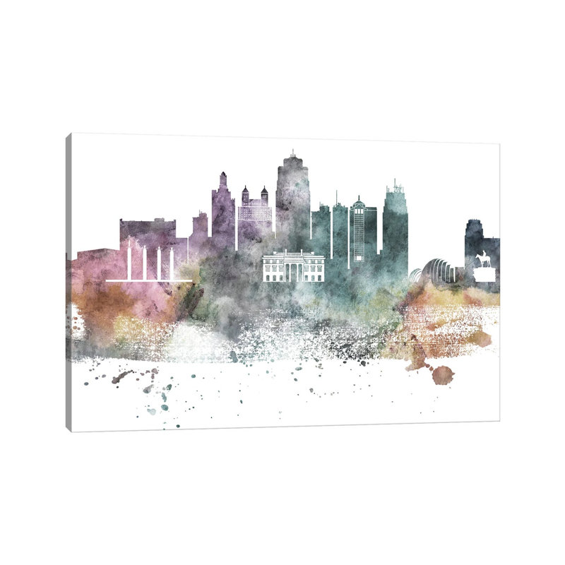 Kansas City Pastel Skylines - Wrapped Canvas Painting, 20.32cm H x 30.48cm W x 1.91cm D