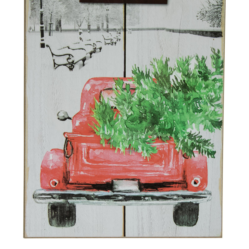 White and Red Wood LED Lighted Christmas Welcome Sign