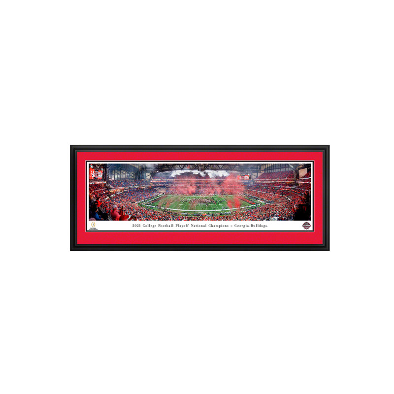Georgia - 2021 College Football National Champion, reproduction panoramique encadrée avec passe-partout double