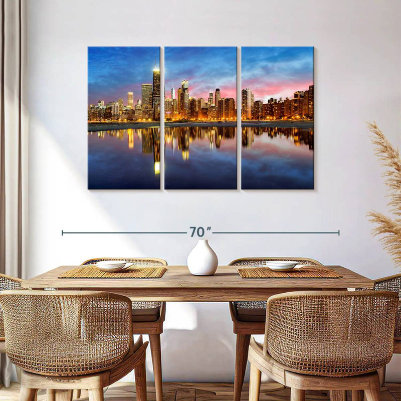 Hannes, lumières de l'horizon de Chicago, H 36 po x l 57 po