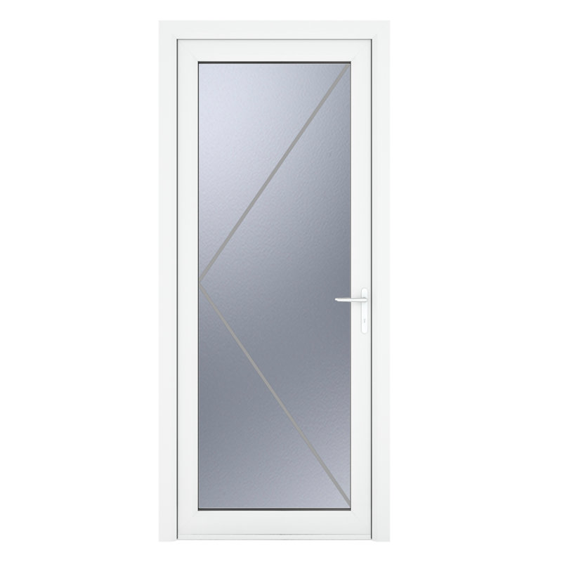 Upvc Single Door, Left Hand/Inswing, White, 209cm H x 84cm W x 7cm D