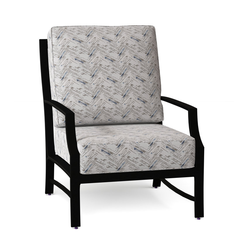 Seal Cove Aluminum Outdoor Lounge Chair, Textured Black, Spectrum Indigo Sunbrella® Plainweave