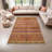 Luxurious 100% Cotton Area Rug, 4.6 x 7.2 Feet | 1200 g/m², 0.3 in Pile Height, Non-Slip PVC Underside | Antibacterial & Machine Washable | Elegant Cream, Red, Orange, Camel & Blue Design for Living Room & Bedroom-112937138