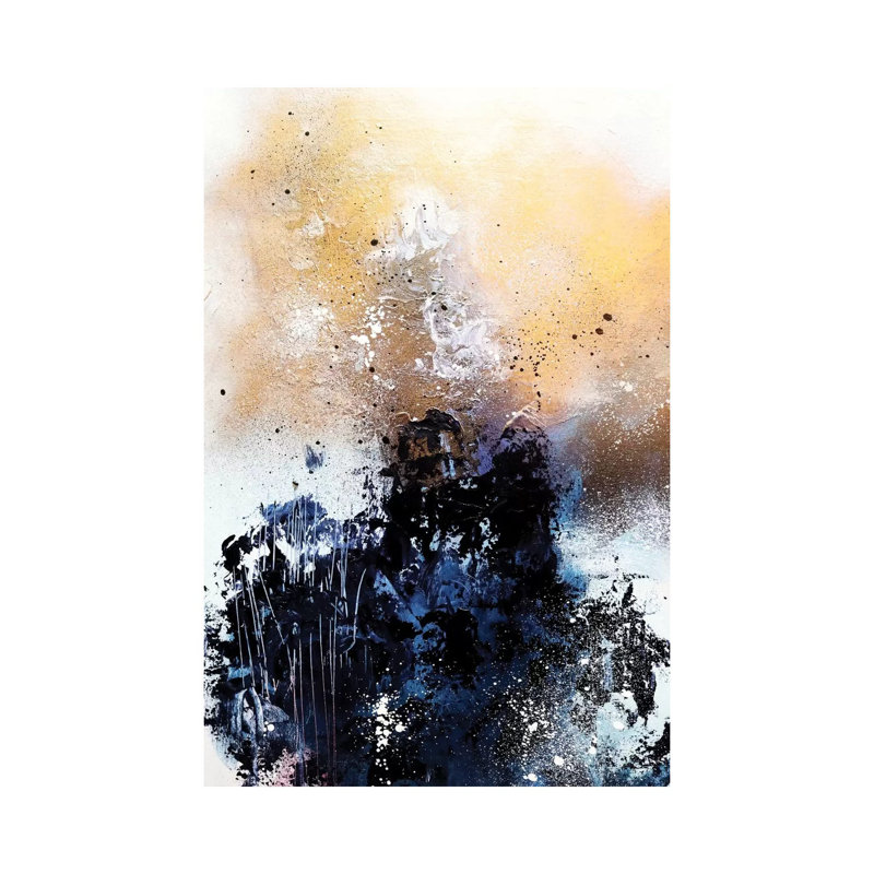 Melting Gold Ii by Sana Jamlaney - Wrapped Canvas Painting, 20.32 cm H x 30.48 cm W
