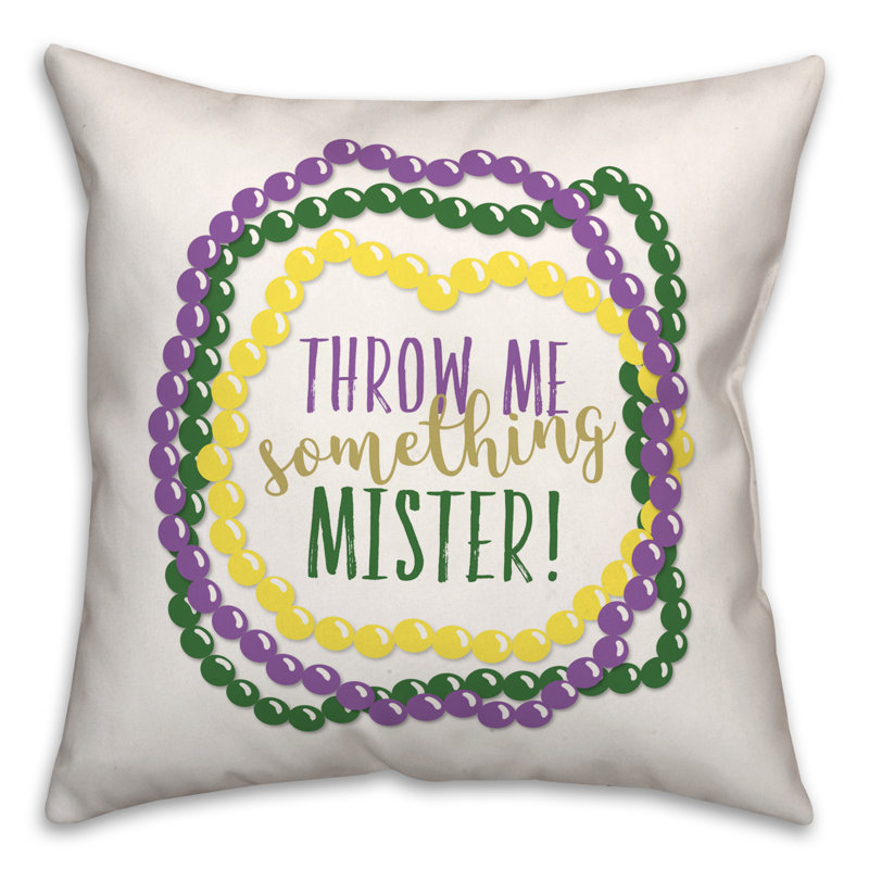  Coussin décoratif carré jaune / mauve / vert Throw Me