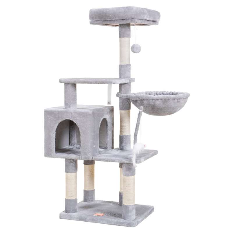 Evola Cat Tree, 50.39" H x 15.75" W x 19.69" L, Gray