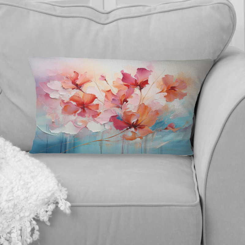 Coussin décoratif abstrait à fleurs romantiques - paysage romantique