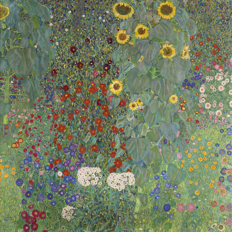 «Farm Garden with Sunflowers» (1907) par Gustav Klimt - Peinture, H 30 po x l 30 po x P 0,125 po, Papier
