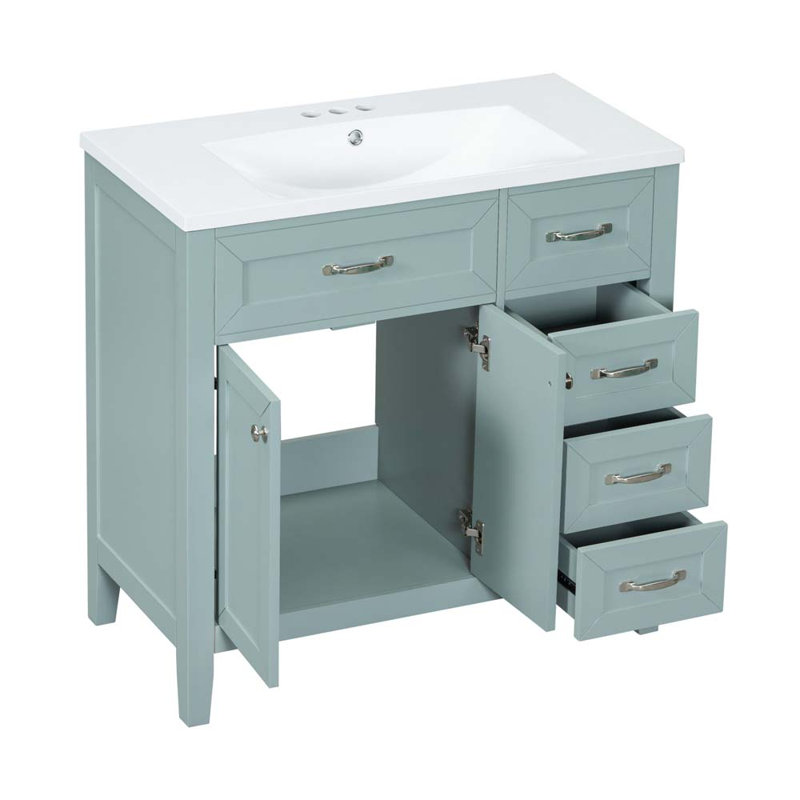 Ensemble de meuble-lavabo avec tiroirs 36 po Siety, Vert