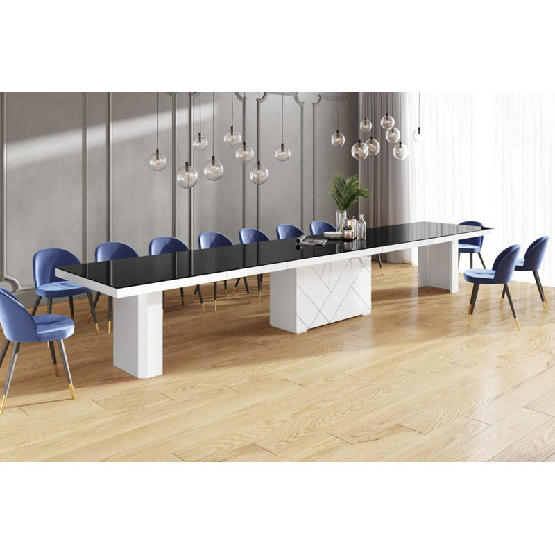 Sroda Extendable Dining Table, Black/White