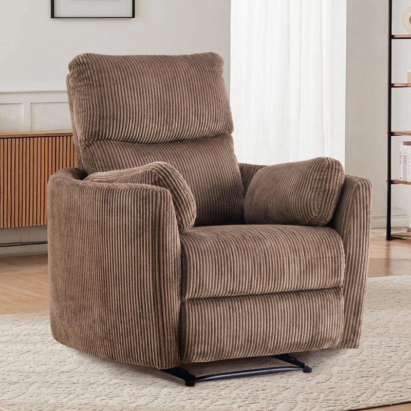 37.8″ Wide Corduroy Manual Barrel Chair Recliner, Brown