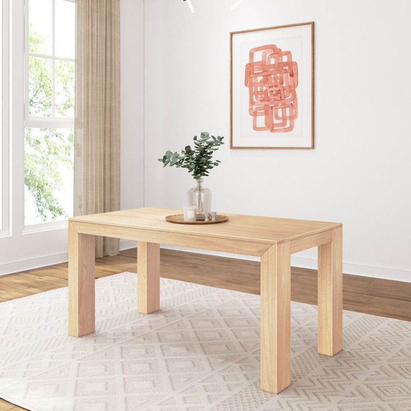 Chalonda Pine Solid Wood Dining Table, 32" W x 60" L , Blonde Wirebrush