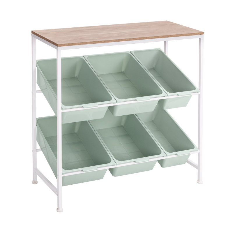 6 Bin Storage Organizer Cart with Leveling Feet
