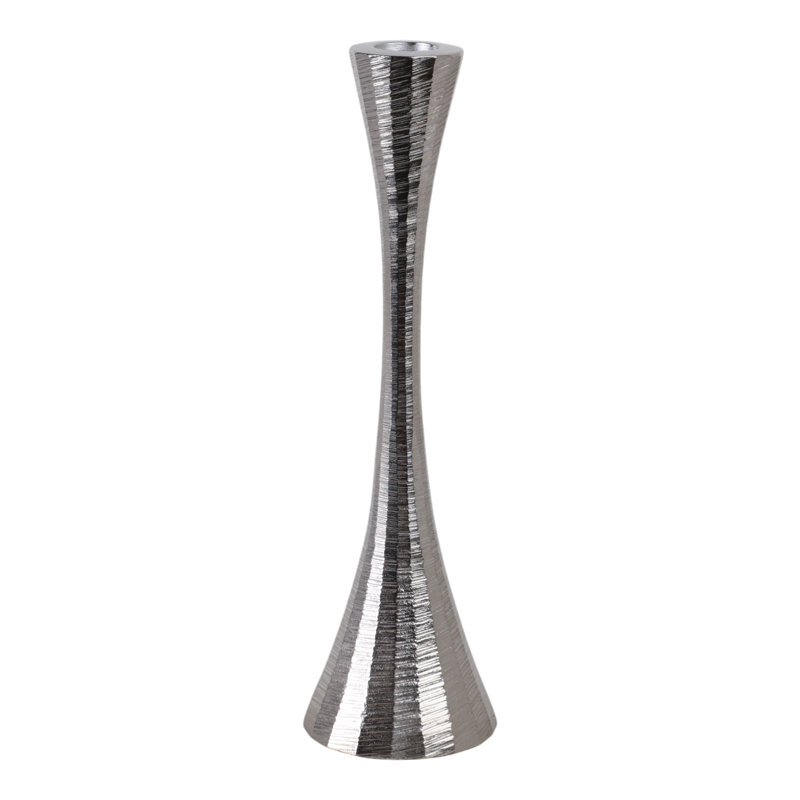 Metal and Aluminum Taper Candle Holder, Silver, 9.5" H x 3" W x 3" D